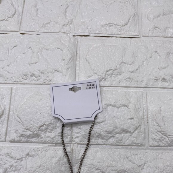 Bohemian Pendant Necklace Feather Charm Turquoise Accent & Silver Tone Chain - Picture 2 of 7